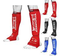 BeSmart Shin Instep Pads MMA Leg Foot Guards Muay Thai Kick Boxing Guard Protector (Red, XL)