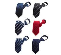BESMODZ Mens 6 PCS Classic Zipper Ties Pretied Silk Necktie Striped Neck Tie Set - Multicoloured - One size