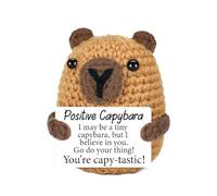 Besmrpg Positive Crochet Capybara Gifts, Emotional Support Knitted Cuddly Capybara Doll with Positive Card for Women Men, Birthday Good Luck Gifts