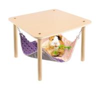 BESNEW Enlarged Guinea Pig Hammock with Wooden Stand,Small Animal Hanging Bed Large Platform for Guinea Pigs Bunny Ferret Hamster Hiding Sleeping 13L x 13W x 11H in