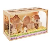 BESNEW Wooden Hamster Cage,24in Large Hamster Cages and Habitats with Multi Vents for Hamster,Guinea Pig,Bunny,Thickened Small Animal Acrylic Cage,Top Openable,Leakproof & Easy to Clean(24Lx16Wx16H)