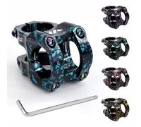 BESNIN 31.8 Bike Stem 35mm Short MTB Stem 0 Degree Handlebar Riser Aluminum Alloy 31.8mm Handlebar Clamp for Mountain Bike, Enduro, DH, Gravel, BMX & E-Bike (Camo Black/Blue)