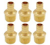 BesNPT 6 Pack Barb Crimp Pex 3/4" x 3/4" Male NPT Adapter, Brass Fittings for Pex Pipe