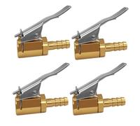 BesNPT Brass Air Chuck 1/4" Barb Open Flow Lock On Tire Inflator Air Compressor Portable Heavy Duty Hose Adapter End (Pack of 4)