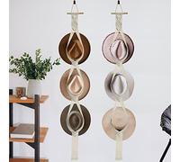 Besoamo 2 Pieces Macrame Hat Hangers, Bohemian Hat Rack Hat Organizer for Wall Hanging, Handmade Woven Hat Holder for Woman Man, Decorative Boho Hanger Cap Holder for Wide Brim Caps (Three Hats Style)