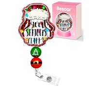Besoar Christmas Badge Reel Retractable - You Serious Clark Santa Hat Light Badge Reel Holder with Alligator Clip, Gifts for Nurse Office Medical Student ID Accessories