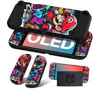Besoar Cute Cartoon Case for Nintendo Switch OLED Anime Design - Kawaii Funny Fashion Soft Thin Protective Dockable Joycon Cover for Kids Boys Girls for, Black, Black