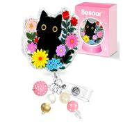 Besoar Cute Cat Nurse Badge Reel - Nursing Badge Holder Retractable with ID Clip,Pediatric Name Tag Card Accessories with Alligator Clip for Office Student Work Hospital