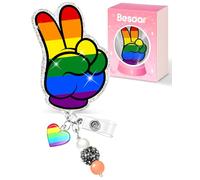 Besoar Funny Nurse Badge Reel - Cute Nursing Badge Holder Retractable with ID Clip, Rainbow Badge Reel with Alligator Clip for Office Work Hospital Medical Student Nurse Week Graduation Gifts