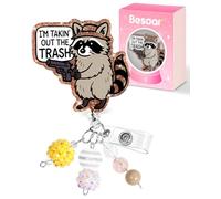 Besoar Funny Raccoon Nurse Badge Reel - Cute Nursing Badge Holder Retractable with ID Clip,Name Tag Card Accessories with Alligator Clip for Office Student Work Hospital