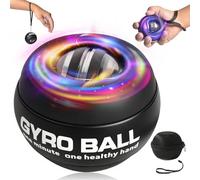 BeSokar Gyroball Loop Black Case Wrist Trainer Ball Auto Start 5 Level Resistance/Light Control Gyroscopic Forearm Trainer for Strengthening Arms Fingers Wrist