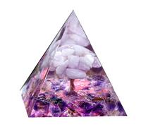 Besorgone Tree of Life Orgonite Pyramid Amethyst with Kunzite Stone for Positive Reiki Energy Crystal Healing Chakra Orgone Meditation Gift