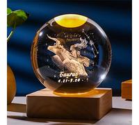 Besot Laser Engraved Zodiac Sign Crystal Ball Miniature 3D Crystal Craft Decoration Glass Sphere Home Decoration Accessories Gift (Taurus, 3.15 Inches)