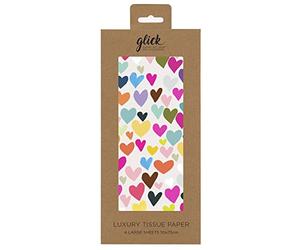 BESOTTED colourful hearts Glick Tissue Wrap Wrapping Paper - 500 x 750mm x 4 Sheets