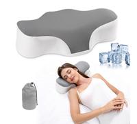 Bespilow Travel Pillow for Sleeping,Cervical Neck Support Pillow for Neck Pain Relief,Lightweight Ergonomic Memory Foam Camping Pillow,Portable Contour Pillows w/Travel Storage Bag,Cooling Cover