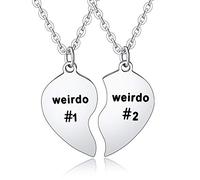 BESPMOSP 2PCs Friendship Gifts Weirdo 1 Weirdo 2 Matching Set Best Friends Necklace Birthday Gifts for Women Men