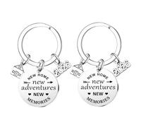 BESPMOSP 2PCs Housewarming Gift 2026 New Home Keyrings New Adventures Realtor Closing Gifts First House Keyring 2026 House Warming Key Ring Present
