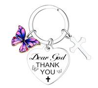 BESPMOSP Bible Verse Keyring Religious Gifts for Women Inspirational Christian Keyring Baptism Gifts for Women Girl Jesus Keyrings Confirmation Gift for Teen Girls Dear God Thank You Key Ring