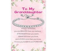 BESPMOSP Bracelet for Women Adjustable Sterling Silver Plated Tennis Bracelets Dainty Slider Crystal Zirconia Bracelets Birthstone Bracelet Christmas Birthday Gifts Jewellery (Granddaughter Bracelet)