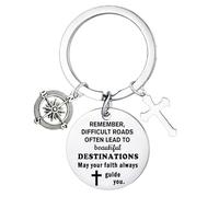 BESPMOSP Confirmation Gift for Catholic Baptism Gifts for Son Daughter Inspirational Christian Keyring Religious Gifts for Women Men Easter Birthday Gifts Cross Keyring