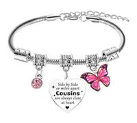 BESPMOSP Cousin Long Distance Relationship Bracelet Gift for Birthday and Graduation Presents for Her Butterfly Charm