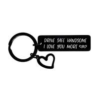 BESPMOSP Drive Safe Handsome I Love You More Keyring Valentine's Day Gift Anniversary Keychain For Husband Boyfriend Husband