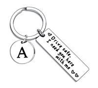 BESPMOSP Drive Safe Keychain Appreciatione 26 Letter Keychain Father's Day Birthday Gift Gifts for Husband Dad Boyfriend (Drive Safe A)