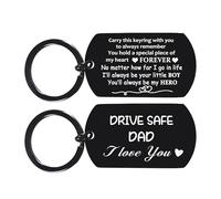 BESPMOSP Drive Safe Keyring for Dad Gifts Father's Day Gift I Love You Gifts for Dad Birthday Gifts from Daughter Son New Driver Gifts for Men