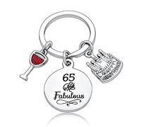 BESPMOSP Happy Birthday Gifts Women Keychains Teen Girls Keyrings Jewellery Presents For Mum Grandmother (65th birthday)