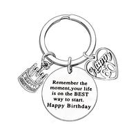 BESPMOSP Happy Birthday Gifts Women Keychains Teen Girls Keyrings Jewellery Presents For Mum Grandmother (60th Heart)