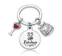 BESPMOSP Happy Birthday Gifts Women Keychains Teen Girls Keyrings Jewellery Presents For Mum Grandmother (35th birthday)