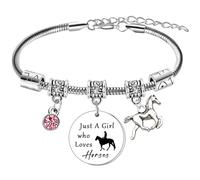BESPMOSP Just A Girl Who Love Horses Charm Bracelet Horses Gifts for Girls Women Horse Lovers Gifts for Daughter Sister Nicec Friends Birthday Graduation Friendship Gift