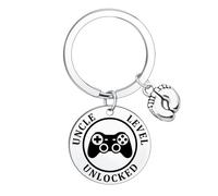BESPMOSP New Uncle Keyring Uncle To Be Gifts Father's Day Gifts for Uncle Birthday Gifts from Niece Nephew First Time Uncle Keyring Funny Uncle Present Uncle Level Unlocked Key Rings