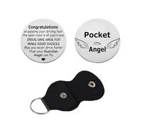 BESPMOSP Passed Driving Test Gifts Drive Safe Pocket Hug Token With Leather Keyring Congratulations Gifts New Driver Gifts for Daughter Son Birthday Gifts Guardian Angel Gifts Driver Keyring