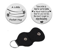 BESPMOSP Pocket Hug Token for Women Inspirational Keyring Double Sided Motivational Keyring Encouragement Gift Take Pride in How Far You've Come Key Ring