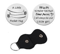 BESPMOSP Pocket Hug Token Mum Gifts Stainless Steel Double Sided Christmas Gifts Mother's Day Gifts Mum Birthday Gifts from Daughter Mum Keyring from Daughter
