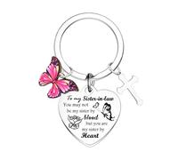 BESPMOSP Sister-In- Law Keyring Funny Sister-In- Law Gifts Cross Keyring Sister in Law Birthday Graduation Gifts for Her Sister In Law Present Sister Gifts