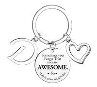 BESPMOSP Sometimes You Forget You're Awesome Letter Keyring Initial Alphabet Keychain for Women Men Inspirational Keychain for Daughter Son Brother Sister Coworker Best Friend (D)
