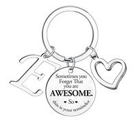 BESPMOSP Sometimes You Forget You're Awesome Letter Keyring Initial Alphabet Keychain for Women Men Inspirational Keychain for Daughter Son Brother Sister Coworker Best Friend (E)