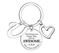 BESPMOSP Sometimes You Forget You're Awesome Letter Keyring Initial Alphabet Keychain for Women Men Inspirational Keychain for Daughter Son Brother Sister Coworker Best Friend (U)