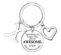 BESPMOSP Sometimes You Forget You're Awesome Letter Keyring Initial Alphabet Keychain for Women Men Inspirational Keychain for Daughter Son Brother Sister Coworker Best Friend (X)