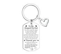 BESPMOSP Stepped Up Dad Gifts Step Dad Gifts Fathers Day Gift for Stepdad Keyring Stepdad Gifts Christmas Birthday Gifts from Stepdaughter Stepson Stepfather Keyring