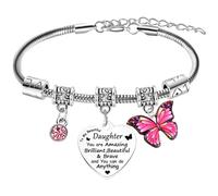 BESPMOSP To My Daughter Bracelet Inspirational Bracelet for Daughter Gifts from Mum Dad Butterfly Charm Bracelet for Daughters Encouragement Gift Birthday Gift Idea Graduation Gifts Daughters Present