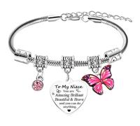 BESPMOSP To My Niece Bracelets Niece Inspirational Bracelet Butterfly Charm Bracelet for Niece Birthday Graduation Gifts Encouragement Gift for Nieces Present from Aunt Uncle