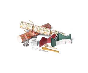 Bespoke 77 Eco Friendly Kraft Christmas Crackers 12 Inch/30cm Length x 5cm Diameter - Metal Gifts for Restaurants & Hotels, Cafes (Red/Cream, Gingerbread/Snowflake/Xmas Tree Print) - CASE OF 24