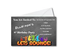 Bespoke Candy Delights 12 Personalised Bouncy Castle Birthday Party Invitations - Invites With Envelopes BD89 3rd 4th 5th 6th 7th 8th 9th 10th 11th Birthdays