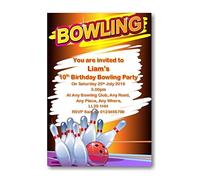 Bespoke Candy Delights 20 Personalised Bowling Birthday Invitations - Invites With Envelopes BB1