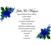 Bespoke Candy Delights 20 Personalised Stylish Wedding Invitations - Invites Blue Rose With Envelopes W63