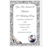 Bespoke Candy Delights 20 Personalised Womens Birthday Glitz Invitations - Invites With Envelopes B59 MADE FOR ANY AGE, Surprise can be added, 16th 18th 20th 21st 30th 40th 50th 60th 65th