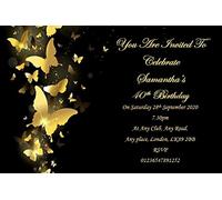 Bespoke Candy Delights 50 Personalised Black & Gold Birthday Party Invite Invitations ANY AGE CAN BE DONE Surprise can be added 18th 21st 30th 40th 50th 60th 70th 80th 90th REF BD92